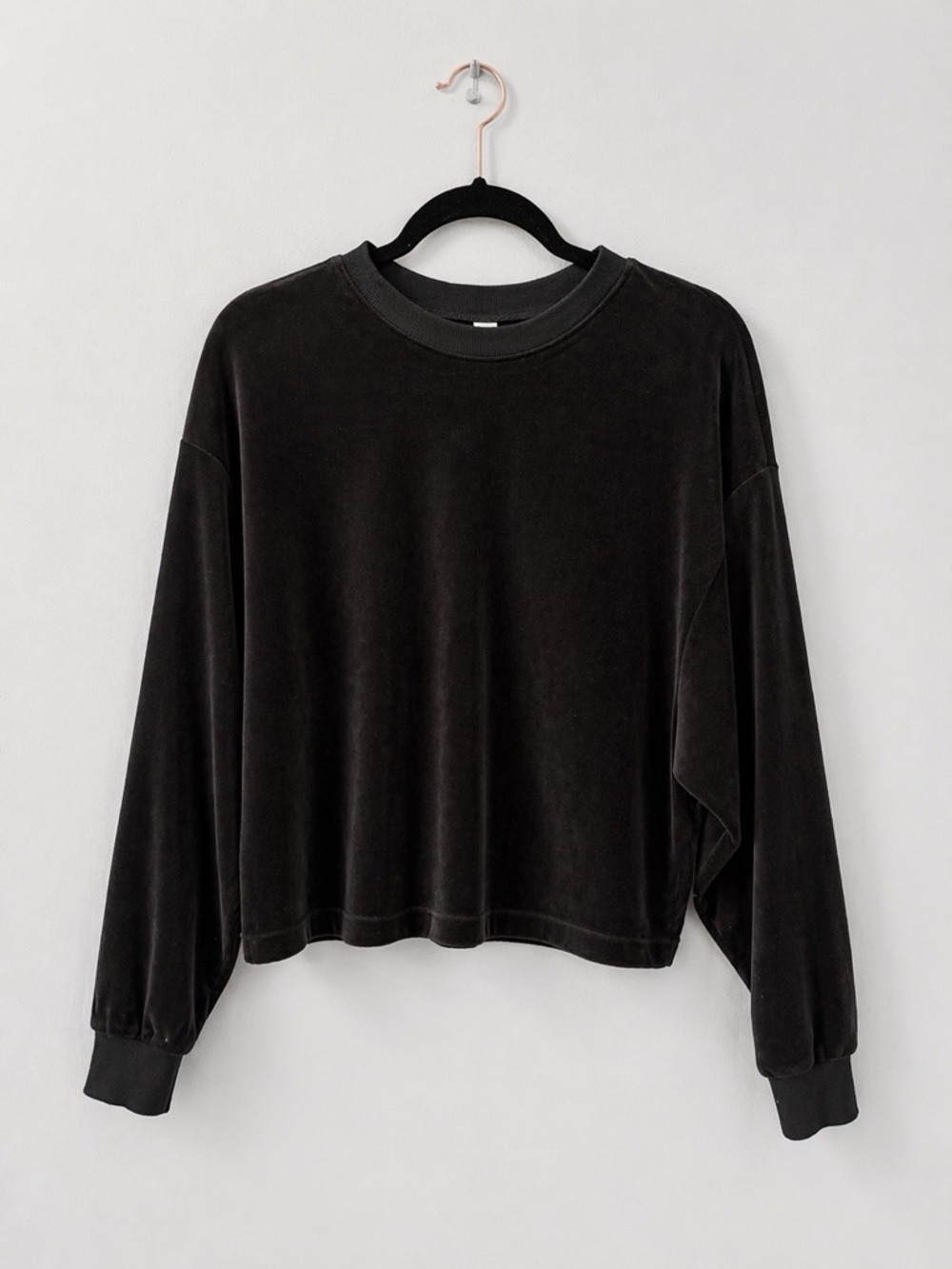 Black Velvet Pullover Sweatshirt
